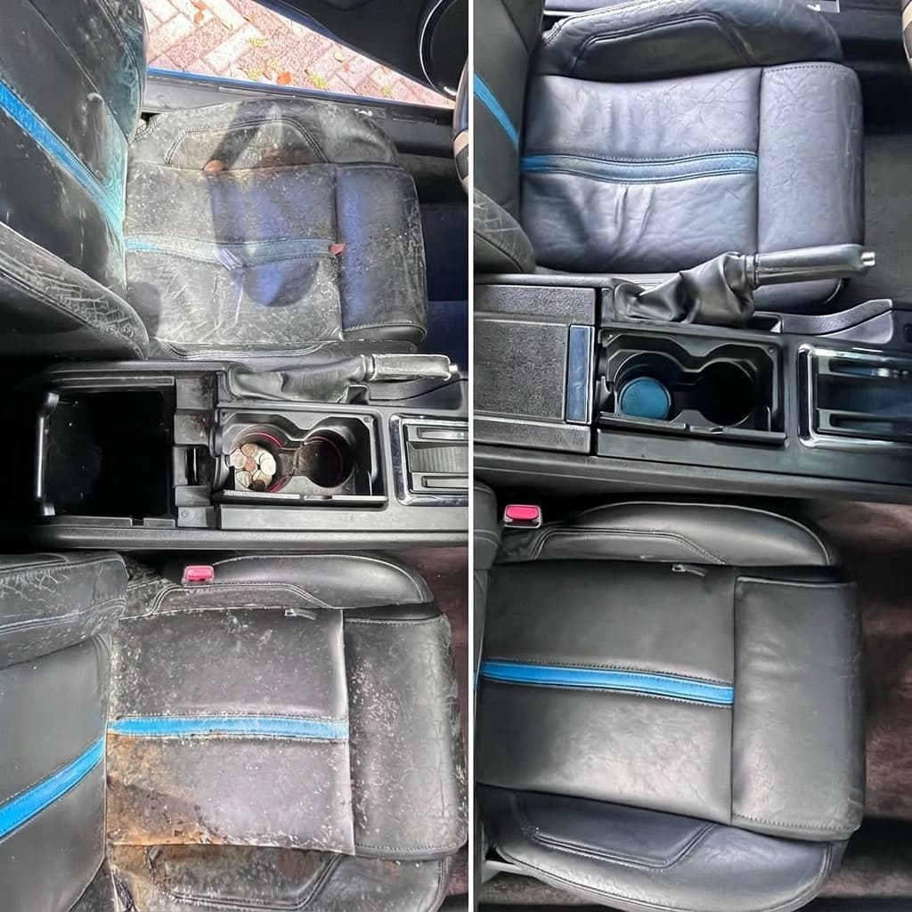 Console and front seats mold before and after