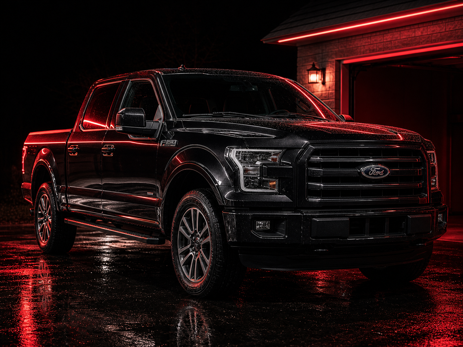Freshly detailed Ford F-150 pickup with clean paint and visible Ford grille badge