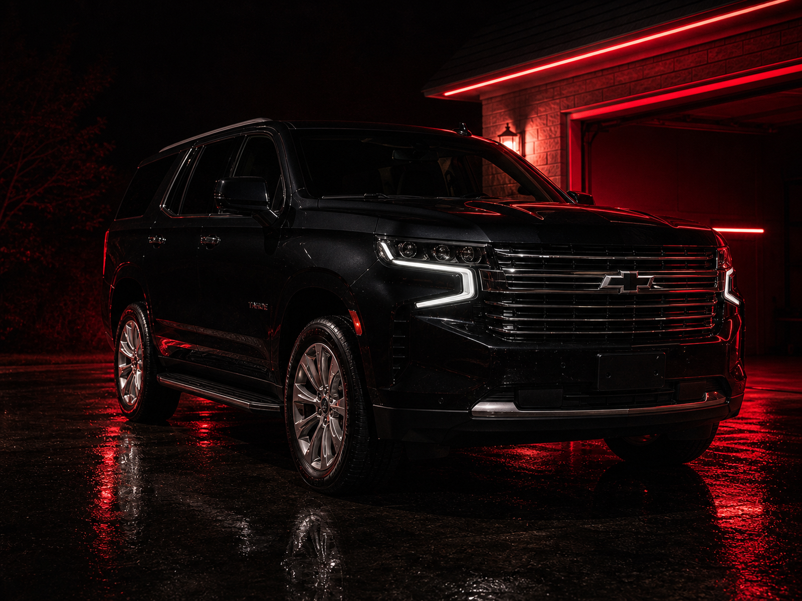 Freshly detailed Chevrolet Tahoe SUV with clean paint and visible Chevrolet grille emblem
