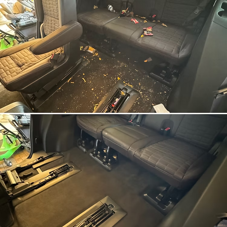 suv floor + back seat snack cleanup